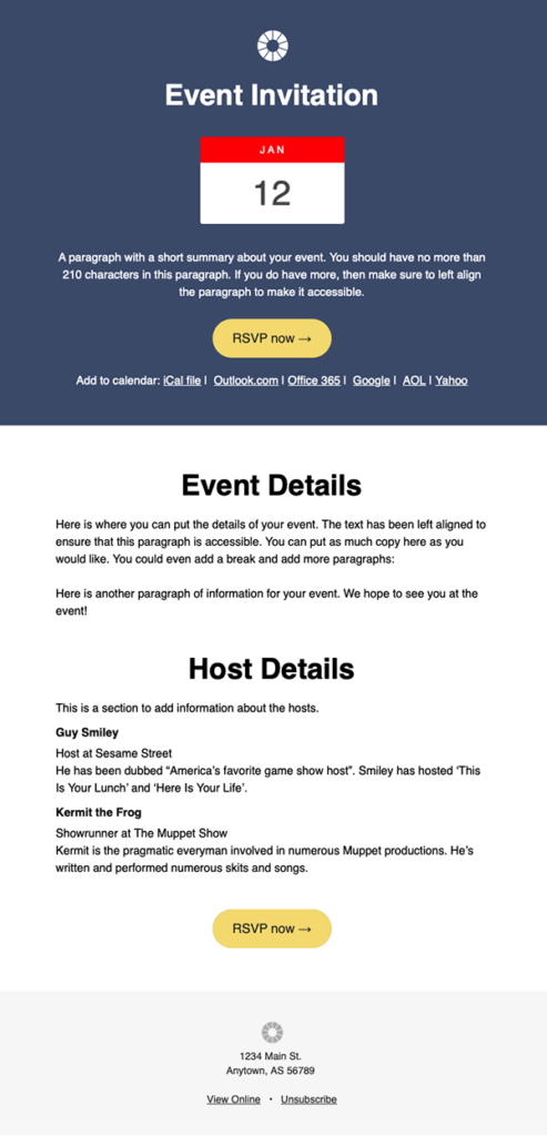 Event Invitation Template- Admin Hint