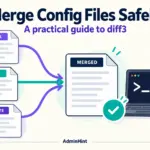 Two People Changed the Same Config File? Merge Safely with diff3 — illustrative Linux troubleshooting banner